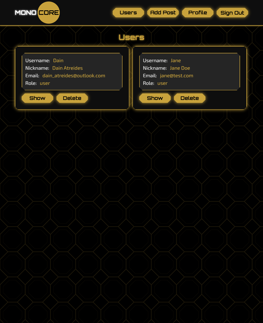 Admin Panel Page