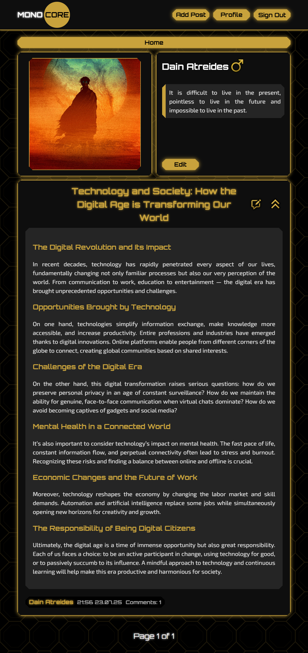 Profile Page